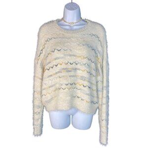 Altard State Womens Medium Textured Knit Sweater In Ivory Nylon & Polyester Blen